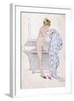 Female in Bath C1910-null-Framed Art Print