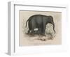 Female Indian Elephant Suckling Her Young-Victor Jean Adam-Framed Art Print