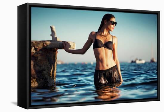 Female Model Wearing Bikini-Luis Beltran-Framed Stretched Canvas