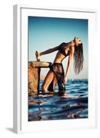 Female Model Wearing Black Bikini-Luis Beltran-Framed Photographic Print