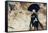 Female Model Wearing Black with Feathers-Luis Beltran-Framed Stretched Canvas