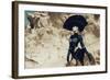 Female Model Wearing Black with Feathers-Luis Beltran-Framed Photographic Print