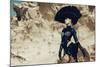 Female Model Wearing Black with Feathers-Luis Beltran-Mounted Photographic Print