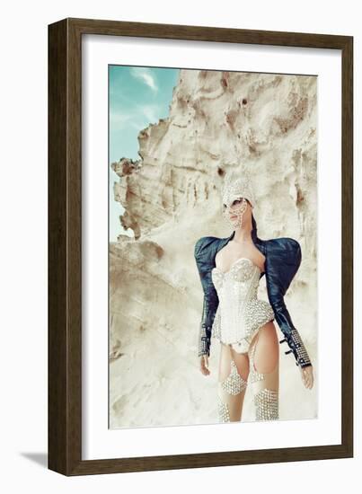 Female Model Wearing Feathers-Luis Beltran-Framed Photographic Print