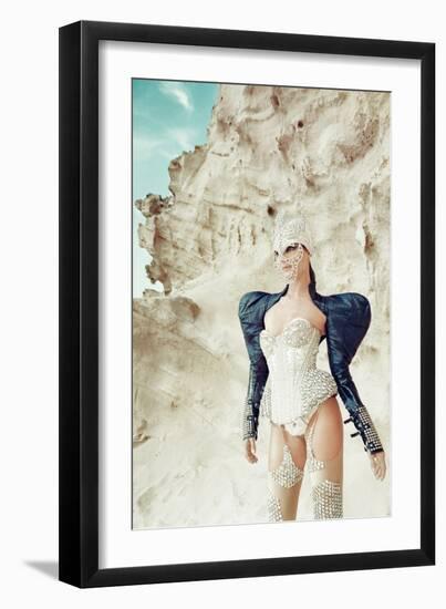 Female Model Wearing Feathers-Luis Beltran-Framed Photographic Print