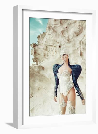 Female Model Wearing Feathers-Luis Beltran-Framed Photographic Print