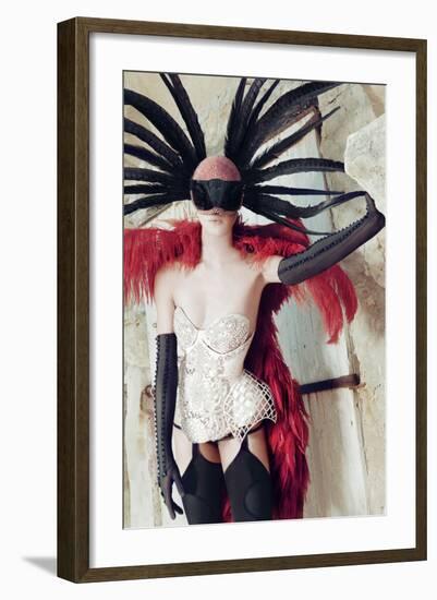 Female Model Wearing Feathers-Luis Beltran-Framed Photographic Print