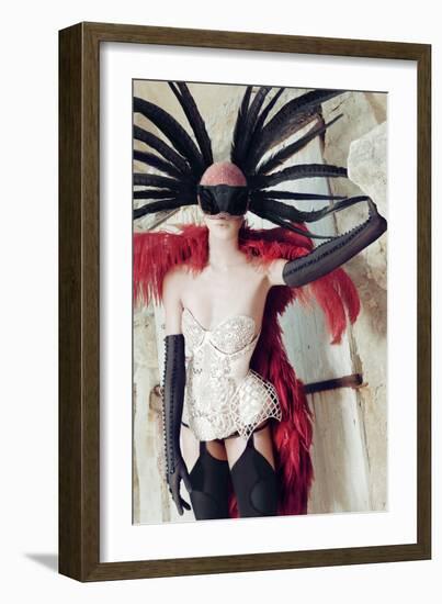 Female Model Wearing Feathers-Luis Beltran-Framed Photographic Print