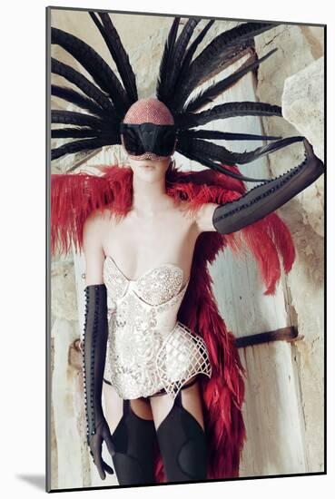 Female Model Wearing Feathers-Luis Beltran-Mounted Photographic Print