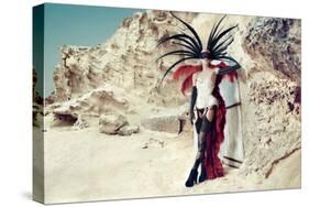 Female Model Wearing Feathers-Luis Beltran-Stretched Canvas