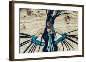 Female Model Wearing Feathers-Luis Beltran-Framed Photographic Print