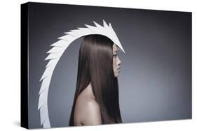 Female Model Wearing White Head Piece-Luis Beltran-Stretched Canvas