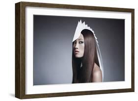 Female Model Wearing White Head Piece-Luis Beltran-Framed Photographic Print