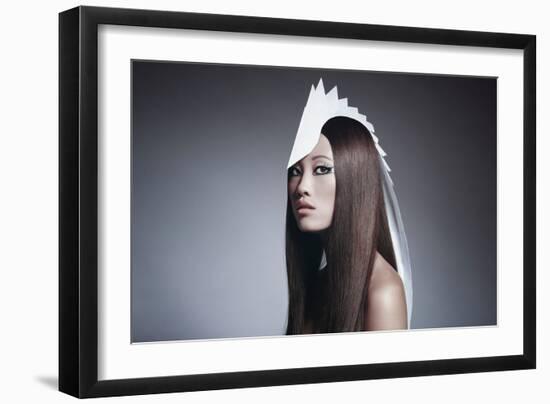 Female Model Wearing White Head Piece-Luis Beltran-Framed Photographic Print