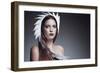 Female Model Wearing White Headdress-Luis Beltran-Framed Photographic Print