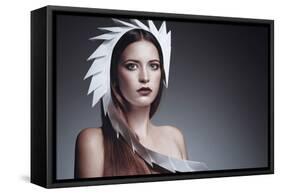 Female Model Wearing White Headdress-Luis Beltran-Framed Stretched Canvas