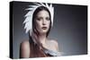 Female Model Wearing White Headdress-Luis Beltran-Stretched Canvas