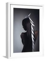 Female Model with White Headpiece-Luis Beltran-Framed Photographic Print