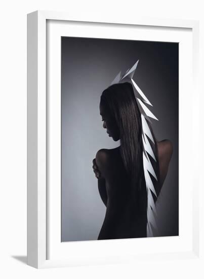 Female Model with White Headpiece-Luis Beltran-Framed Photographic Print