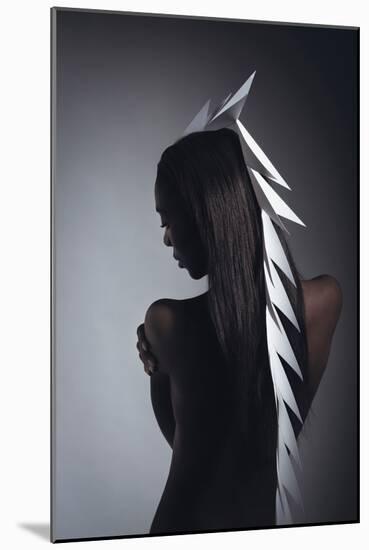 Female Model with White Headpiece-Luis Beltran-Mounted Photographic Print