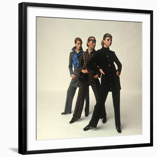 Female Models Wearing Pants Suit Fashions Designed by Yves Saint Laurent-Bill Ray-Framed Photographic Print