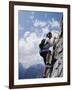 Female Mountain Climber Looking Up-null-Framed Photographic Print