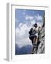 Female Mountain Climber Looking Up-null-Framed Photographic Print