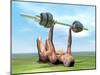 Female Musculature Exercising with a Dumbbell-null-Mounted Art Print