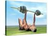 Female Musculature Exercising with a Dumbbell-null-Stretched Canvas