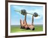 Female Musculature Exercising with a Dumbbell-null-Framed Art Print