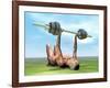 Female Musculature Exercising with a Dumbbell-null-Framed Art Print