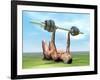 Female Musculature Exercising with a Dumbbell-null-Framed Art Print