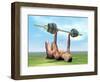 Female Musculature Exercising with a Dumbbell-null-Framed Art Print