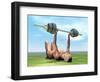 Female Musculature Exercising with a Dumbbell-null-Framed Art Print