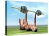 Female Musculature Exercising with a Dumbbell-null-Stretched Canvas
