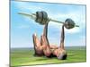 Female Musculature Exercising with a Dumbbell-null-Mounted Art Print