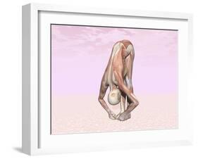 Female Musculature Performing Big Toes Yoga Pose-null-Framed Art Print