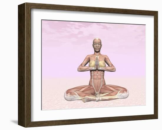 Female Musculature Performing Meditation Yoga Pose-null-Framed Art Print