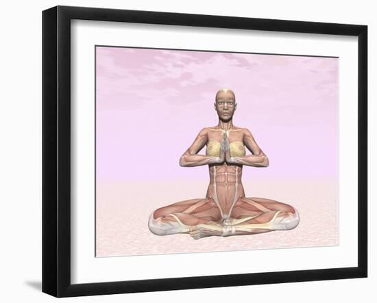 Female Musculature Performing Meditation Yoga Pose-null-Framed Art Print