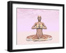 Female Musculature Performing Meditation Yoga Pose-null-Framed Art Print