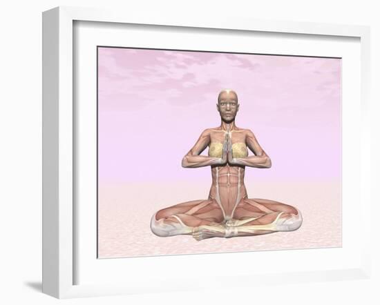 Female Musculature Performing Meditation Yoga Pose-null-Framed Art Print