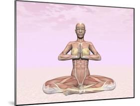 Female Musculature Performing Meditation Yoga Pose-null-Mounted Art Print