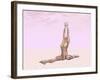 Female Musculature Performing Monkey Yoga Pose-null-Framed Art Print