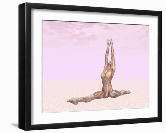 Female Musculature Performing Monkey Yoga Pose-null-Framed Art Print