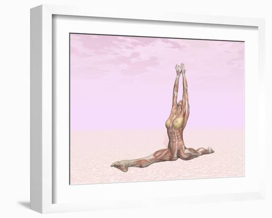 Female Musculature Performing Monkey Yoga Pose-null-Framed Art Print