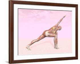 Female Musculature Performing Revolved Side Angle Yoga Pose-null-Framed Art Print