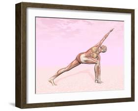 Female Musculature Performing Revolved Side Angle Yoga Pose-null-Framed Art Print