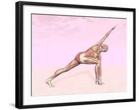 Female Musculature Performing Revolved Side Angle Yoga Pose-null-Framed Art Print