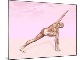 Female Musculature Performing Revolved Side Angle Yoga Pose-null-Mounted Art Print