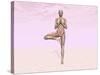 Female Musculature Performing Tree Yoga Pose-null-Stretched Canvas